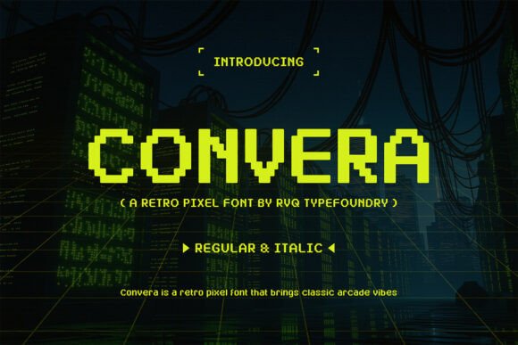 Convera: A Bold Retro Pixel Typeface for Playful Brand Identities