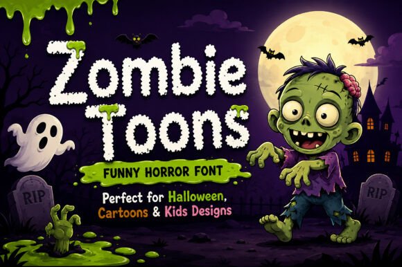 Zombie Toons: A Playful Display Font for Spooky & Sweet Handmade Goods